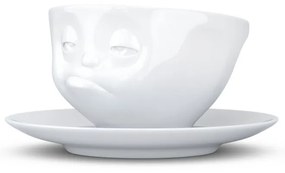 Fehér 'unatkozó' porcelán csésze és alátét - 58products