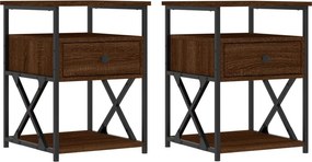 vidaXL 2 db barna tölgyszínű szerelt fa éjjeliszekrény 40x42x55 cm