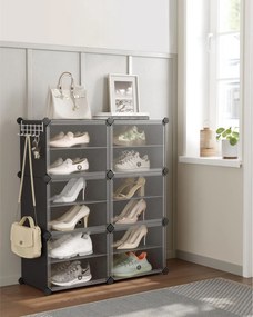 Cipőtároló doboz 6 rekeszes tárolódoboz, fekete 82x32x92cm