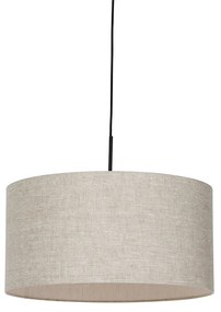 Rusztikus függőlámpa fekete bézs árnyékolóval 50 cm - Combi 1