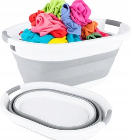 Összecsukható Tál Nagy Szilikon Szennyestartó Kosár Összecsukható Kád Kerek 25L
