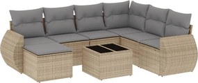 vidaXL 8 részes bézs polyrattan kerti ülőgarnitúra párnával