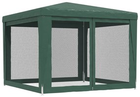 zöld HDPE rendezvénysátor 4 hálós oldalfallal 3x3 m