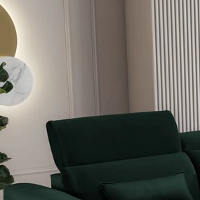 Sötétzöld bársony kinyitható-tárolóhelyes sarokkanapé (jobb oldali-heverő résszel) Foble – ELTAP