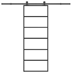 ESG üveg és alumínium tolóajtó fémszerelvény-szettel 76x205 cm