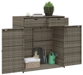 szürke polyrattan kerti tárolószekrény 105 x 55 x 113 cm