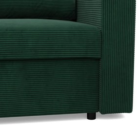 Zeus sarokkanapé, 2 ágyneműtartóval, egyenes kartámasz, kordbársony, univerzális oldal, hab töltet, zöld