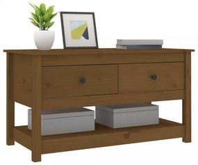 mézbarna tömör fenyőfa dohányzóasztal 102 x 49 x 55 cm