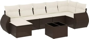 vidaXL 8 részes barna polyrattan kerti ülőgarnitúra párnákkal