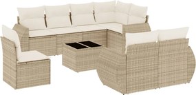 vidaXL 9 részes bézs polyrattan kerti ülőgarnitúra párnákkal