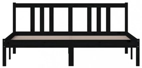 King Size fekete tömör fa ágykeret 150 x 200 cm