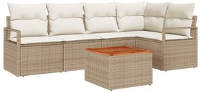 vidaXL Kerti Kanapé Szett tárolóval 6 pcs Beige és krém polirattan