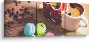 Kávé és a macaroon képe (órával) (90x30 cm)