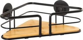 Fürdőszoba polc Awd Interior 1936 fekete bambusz öntapadós sarok