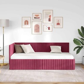 Sarokágy keret fejtámlával bordó 90 x 200 cm Bársony