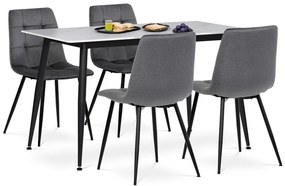 Set de luat masa pentru 4 persoane, masă cu 4 scaune. Dimensiunea mesei: 130x80 cm. Blat din ceramică cu aspect de marmură