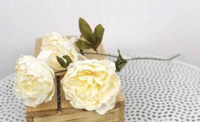 Műcsokor, Bazsarózsa virág 64 cm magas (3 virág 10 cm) Krémszínű