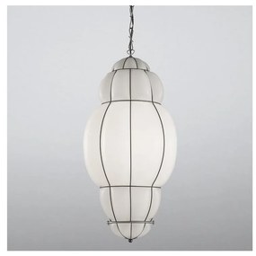 SIRU - Csillár láncon RIVISTO 1xE27/60W/230V átm. 45 cm fekete/fehér Velencei üveg