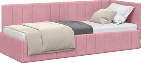 vidaXL Sarokágy keret fejtámlával Rózsaszín 80 cm x 200 cm Bársony
