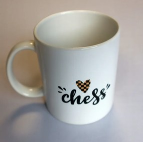 Gadget Ajándék Bögre fehér sakk nyomtatással "Chess" sakkozó számára