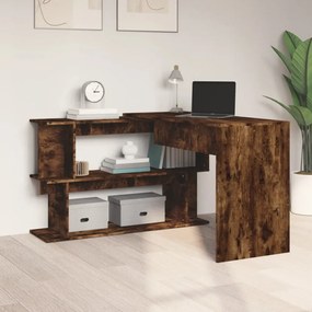 füstös tölgy színű szerelt fa sarokasztal 200 x 50 x 76 cm