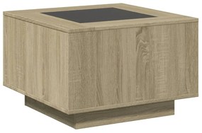 sonoma tölgy szerelt fa dohányzóasztal LED-del 60 x 60 x 40 cm