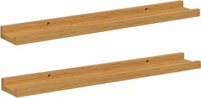 vidaXL Falpolc polcokkal tárolóval 2 pcs Bézs 60 x 9 x 3 cm Faanyag