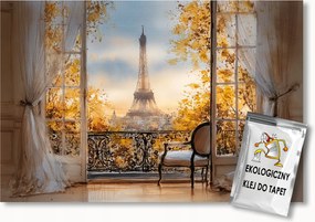 Fotótapéta Flizelina Franciaország Párizs Eiffel-torony Terasz Ablak 250x175 ragasztó