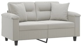 2 személyes világosszürke párnás mikroszálas szövetkanapé 120cm