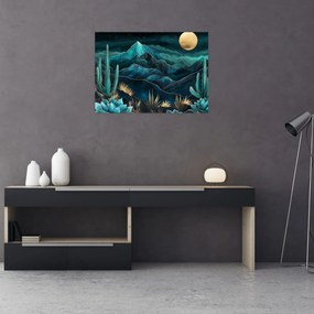 Üveg kép - Türkiz éjszaka (70x50 cm)