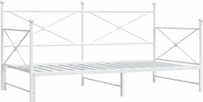 vidaXL Daybed with Trundle without Mattress White 100x190 cm acél