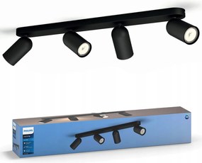 Mennyezeti lámpa Falra szerelhető reflektor 4x GU10 fekete Pongee Philips