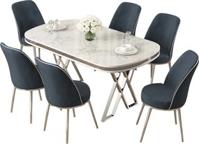 Lai étkezőgarnitúra, fehér-króm, 168 cm – TR240CHR2353