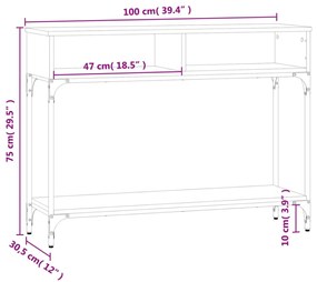 füstös tölgy színű szerelt fa tálalóasztal 100 x 30,5 x 75 cm