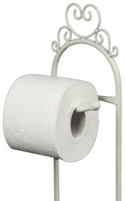 Vintage fém álló WC papír tartó 70 cm antik fehér