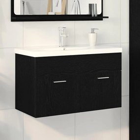 Mosdókagyló szekrény Fekete tölgy 80 x 38.5 x 46 cm Faanyag