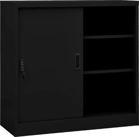 vidaXL fekete acél tolóajtós irodai szekrény 90 x 40 x 90 cm