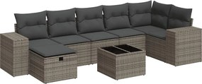vidaXL 8 részes szürke polyrattan kerti ülőgarnitúra párnákkal