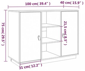 fehér tömör fenyőfa tálalószekrény 100 x 40 x 75 cm