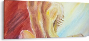 Pihenő nő képe, olajfestmény (120x50 cm)