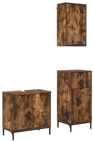 Fürdőszoba bútor szett 3 pcs Füstölt tölgy 39.5 x 36 x 88 cm