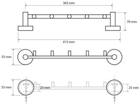 SAPHO XR214 X-Round E trapéz 5 akasztóval 39,5 cm,ezüst