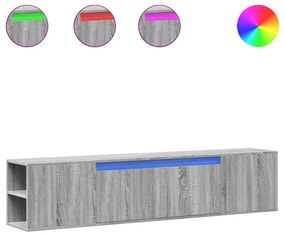szürke sonoma színű fali TV-szekrény LED-del 180 x 31 x 39,5 cm