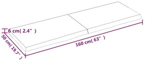 sötétbarna kezelt tömör tölgyfa fali polc 160 x 50 x (2-6) cm