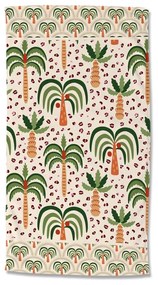 Zöld-bézs bársony strandtörölköző 100x180 cm Cezan – Good Morning