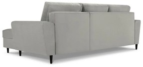 Világosszürke kordbársony kinyitható tárolóhelyes sarokkanapé (jobb oldali-heverő résszel) Kyoto – Cosmopolitan Design