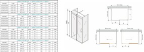 Mexen Omega 3 falas zuhanykabin 150x90cm, 8mm üveg, króm profil-átlátszó üveg, 825-150-090-03-00