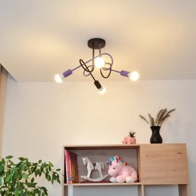 Felületre szerelhető csillár OXFORD 4xE27/15W/230V fekete/lila