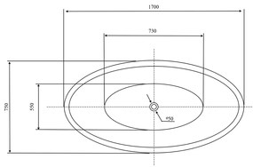 Flow szabadon álló fürdőkád 170x75x72 cm