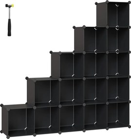 Tároló dobozok moduláris műanyag rendszerező kockák 15 db, fekete 123x31x123cm